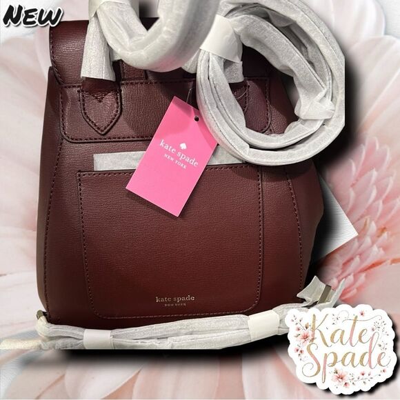 New NWT Kate Spade Adel Medium Flap Backpack Bag – Cherrywood - Picture 7 of 12